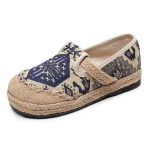 Fashionable breathable round-toe cotton and linen shoes, old Beijing trendy flat-heeled cloth shoes, ethnic style woven Hanfu shoes manufacturer - Image 3